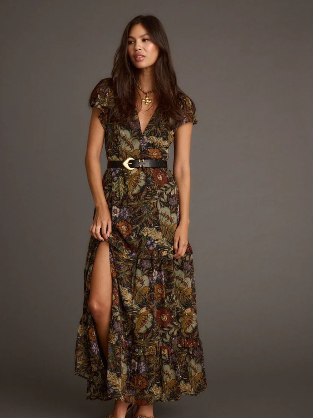12TH TRIBE SUNDANCE FLORAL PAISLEY MAXI DRESS S